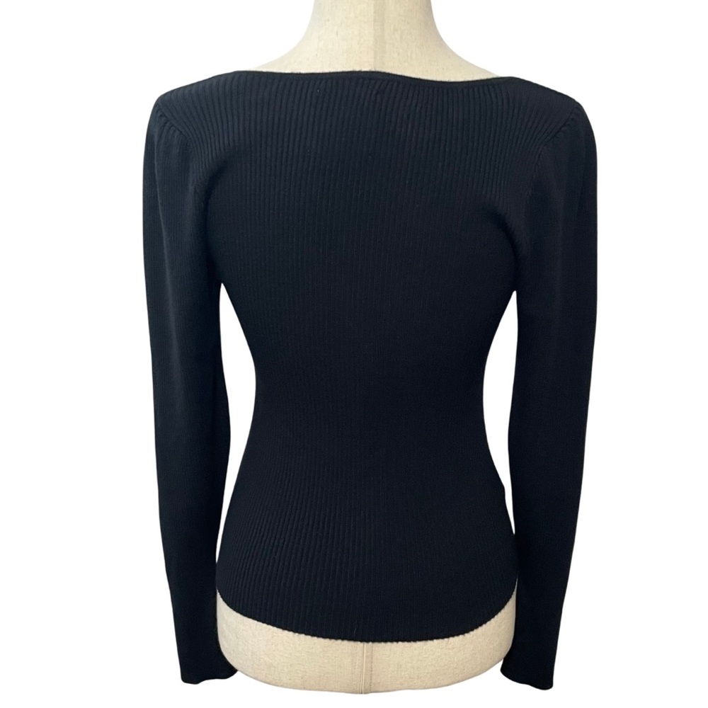 Abercrombie & Fitch Ribbed Sweater Cropped Scoop Neck Fitted Women’s S Black - Picture 3 of 8